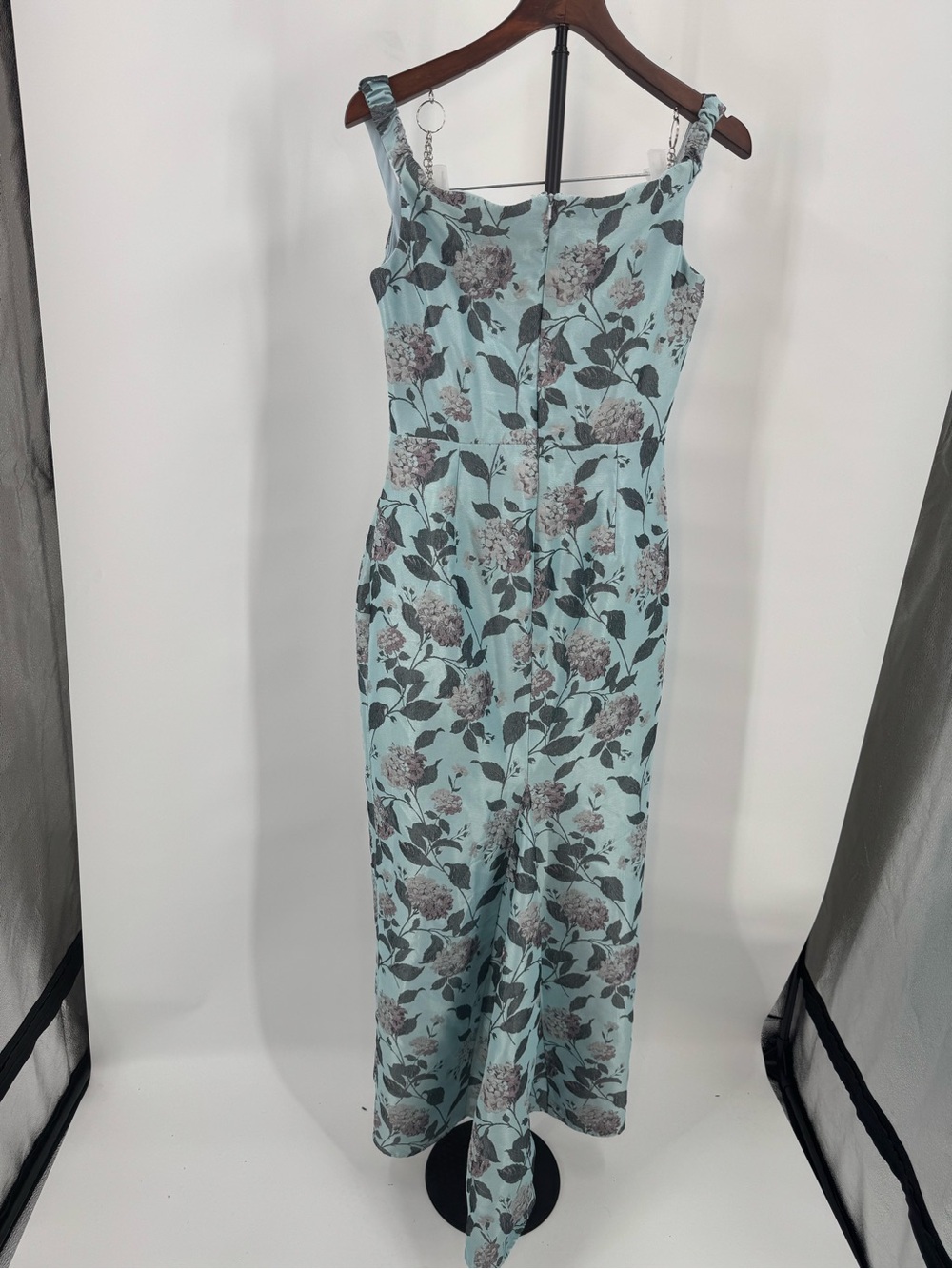 Katie May One-Shoulder Light Blue Floral Jacquard Gown - Picture 11 of 15